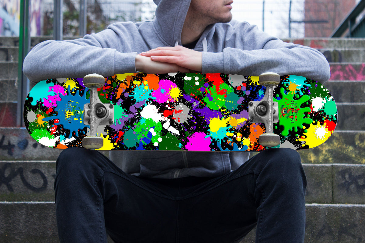 Dark Paint Splatter Custom Skateboard