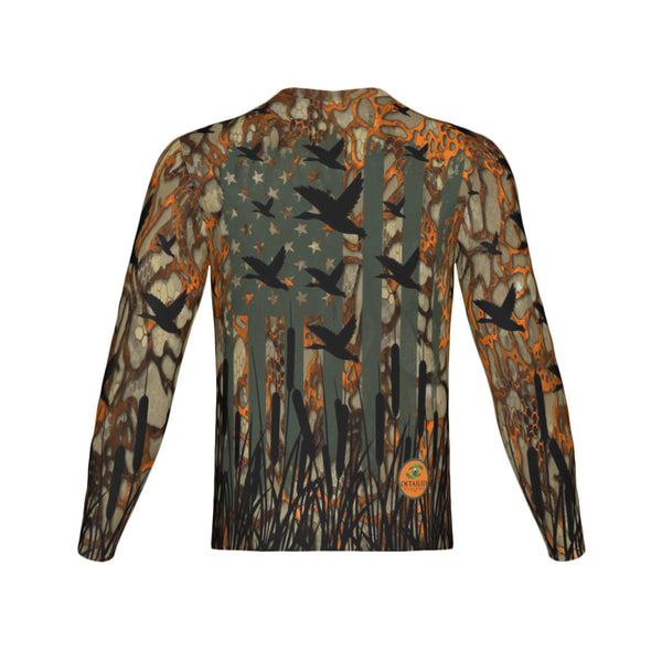 Men USA Duck Camo Performance UPF+50 Long Sleeve Shirt