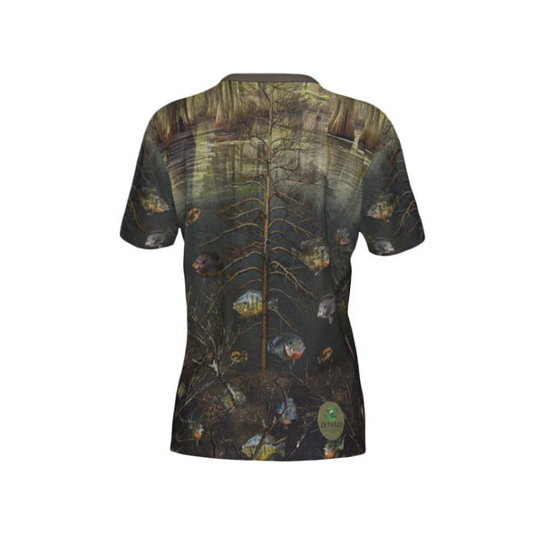 Women Bream/Blue Gil/Perch Performance UPF+50 V-Neck Short Sleeve Shirt