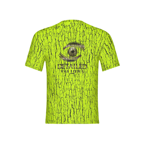 Men Safety Green Tree Bark Camo Performance UPF+50 Short Sleeve Shirt