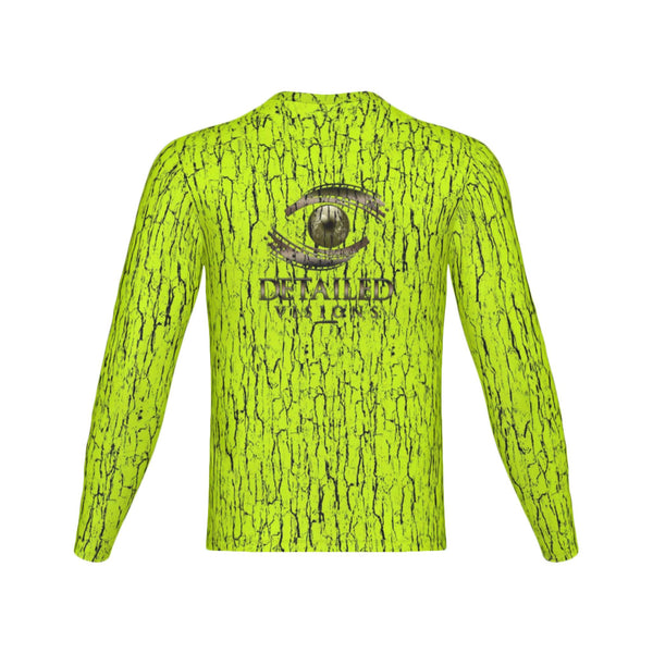 Men Safety Green Tree Bark Camo Performance UPF+50 Long Sleeve Shirt