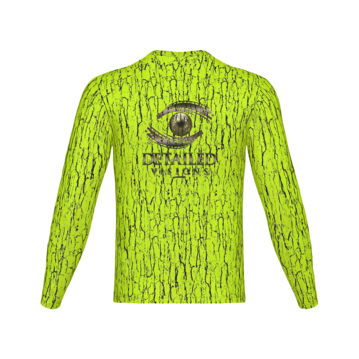 Men Safety Green Tree Bark Camo Performance UPF+50 Long Sleeve Shirt