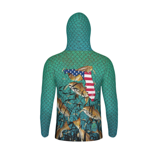 Florida Bull Redfish Feeding Frenzy Unisex Performance UPF+50 Hoodie