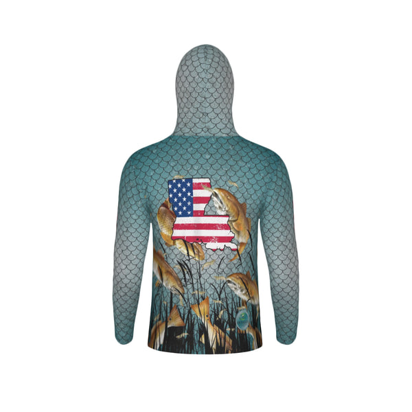 Louisiana Bull Redfish Feeding Frenzy Unisex Performance UPF+50 Hoodie