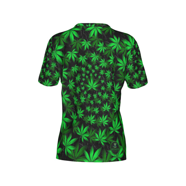 Women Twisted OG Kush & Lime Haze Performance UPF+50 V-Neck Short Sleeve Shirt