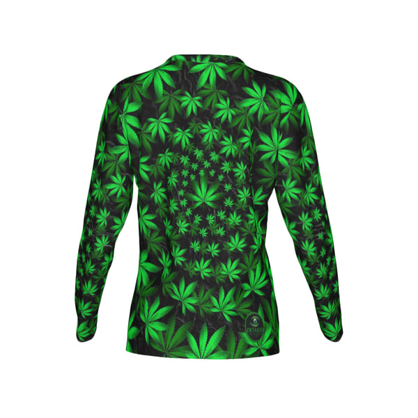 Women Twisted OG Kush & Lime Haze Performance UPF+50 V-Neck Long Sleeve Shirt
