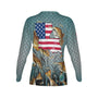 Women Louisiana Bull Redfish Feeding Frenzy Performance UPF+50 Crew Neck Long Sleeve Shirt