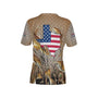 Women Texas Bull Redfish Feeding Frenzy Performance UPF+50 V-Neck Short Sleeve Shirt