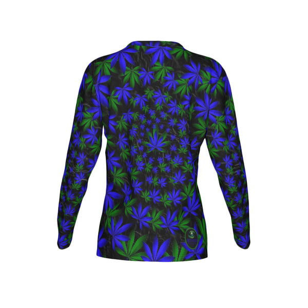 Women Twisted OG Kush & Blueberry Pie Performance UPF+50 Crew Neck Long Sleeve Shirt