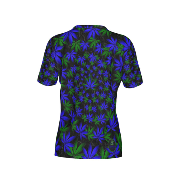 Women Twisted OG Kush & Blueberry Pie Performance UPF+50 Crew Neck Short Sleeve Shirt