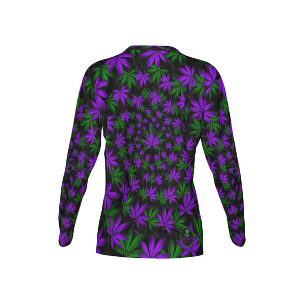 Women Twisted OG Kush & Grand Daddy Purp Performance UPF+50 Crew Neck Long Sleeve Shirt