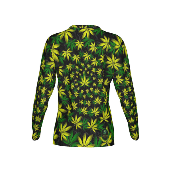 Women Twisted OG Kush & Lemon Drop Performance UPF+50 V-Neck Long Sleeve Shirt