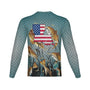 Men Louisiana Bull Redfish Feeding Frenzy Performance UPF+50 Long Sleeve Shirt