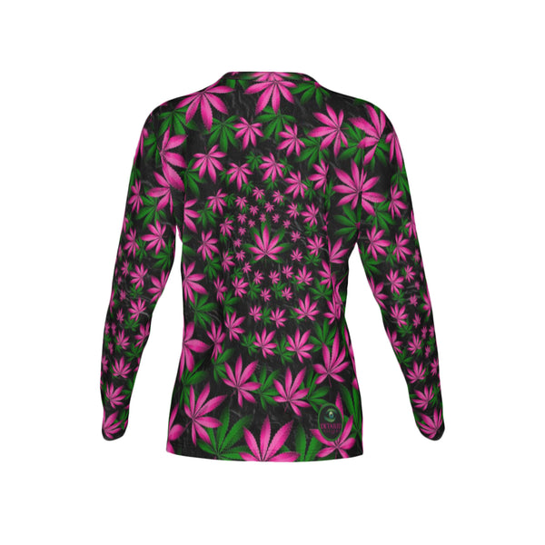 Women Twisted OG Kush & Cotton Candy Performance UPF+50 V-Neck Long Sleeve Shirt