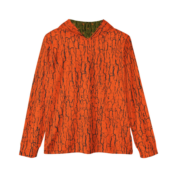 Hunter's Orange Tree Bark Camo Unisex Performance UPF+50 Hoodie