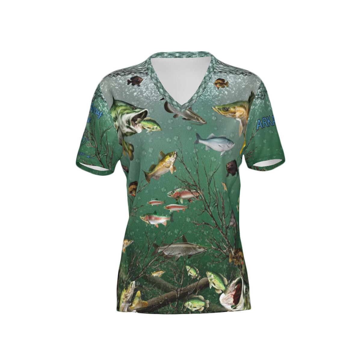 Women Greers Ferry Lake Performance UPF+50 V-Neck Short Sleeve Shirt