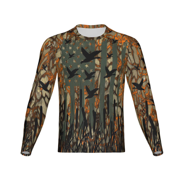 Men USA Duck Camo Performance UPF+50 Long Sleeve Shirt