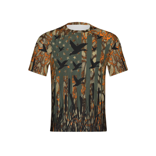 Men USA Duck Camo Performance UPF+50 Short Sleeve Shirt