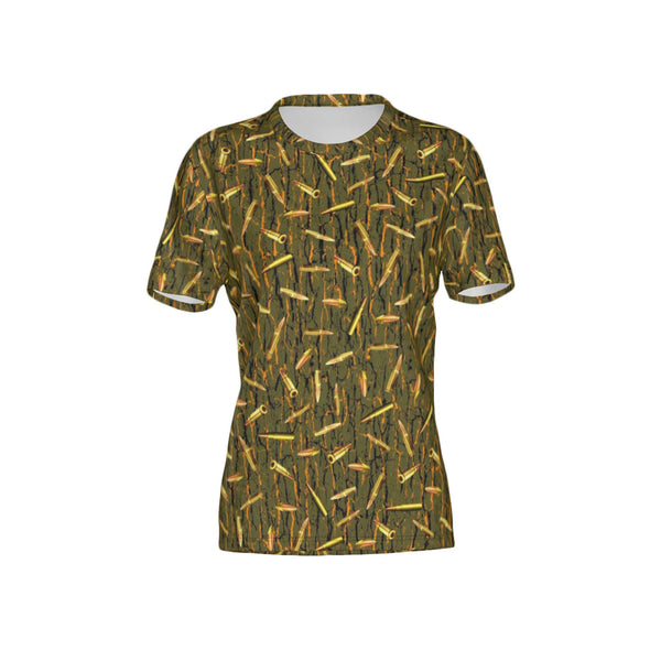 Women Tree Bark Ammo Camo Performance UPF+50 Crew Neck Short Sleeve Shirt