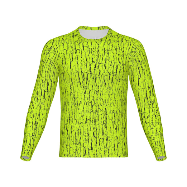 Men Safety Green Tree Bark Camo Performance UPF+50 Long Sleeve Shirt
