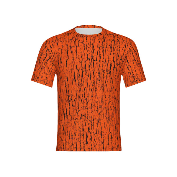 Men Hunter's Orange Tree Bark Camo Performance UPF+50 Short Sleeve Shirt