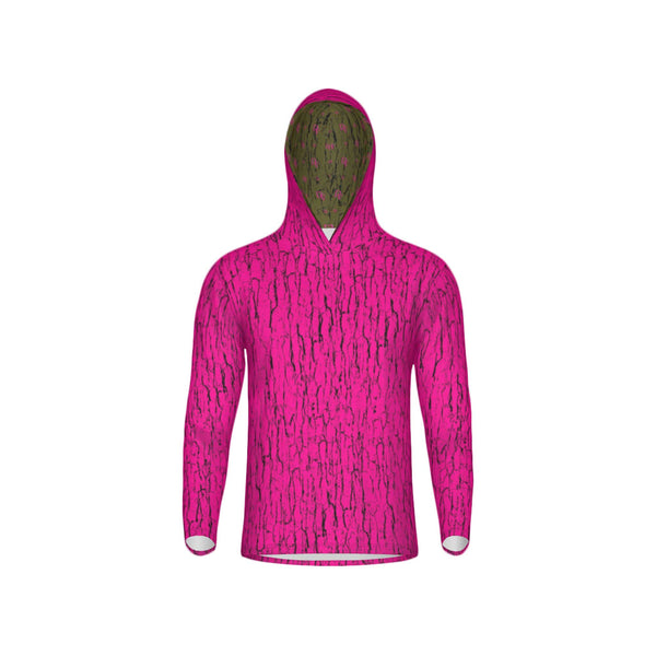 Blaze Pink Tree Bark Camo Unisex Performance UPF+50 Hoodie