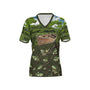 Women Crappie Fishing on a Pirogue Performance UPF+50 V-Neck Short Sleeve Shirt