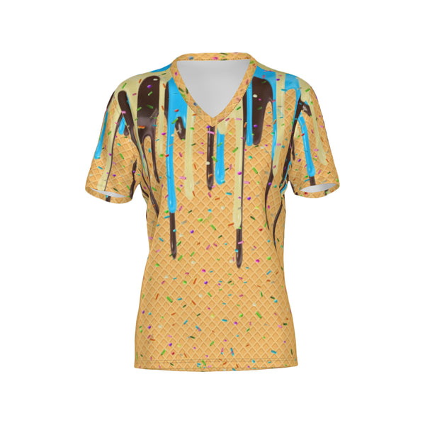 Women Blue Vanilla Cocoa Craze Performance UPF+50 V-Neck Short Sleeve Shirt