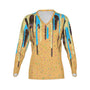 Women Blue Vanilla Cocoa Craze Performance UPF+50 V-Neck Long Sleeve Shirt