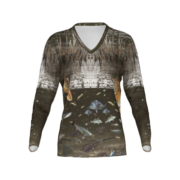 Women Cypremort Point  Performance UPF+50 V-Neck Long Sleeve Shirt