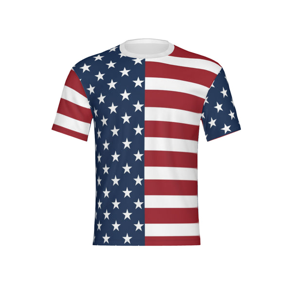 Men American Flag Mix-Match Performance UPF+50 Short Sleeve Shirt