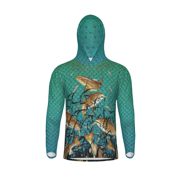 Florida Bull Redfish Feeding Frenzy Unisex Performance UPF+50 Hoodie