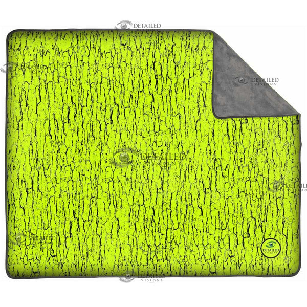 Safety Green Tree Bark Camo Pixel Fleece Blankets