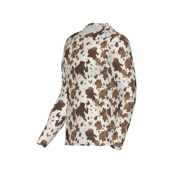 Men Brown and White Cowhide Performance UPF+50 Long Sleeve Shirt
