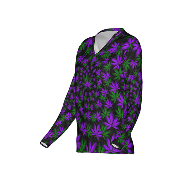 Women Twisted OG Kush & Grand Daddy Purp Performance UPF+50 V-Neck Long Sleeve Shirt
