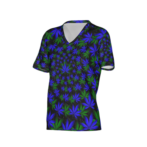 Women Twisted OG Kush & Blueberry Pie Performance UPF+50 V-Neck Short Sleeve Shirt
