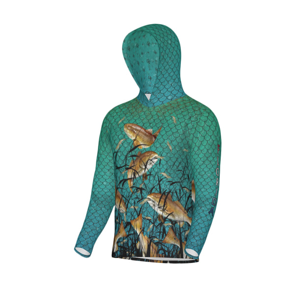 Florida Bull Redfish Feeding Frenzy Unisex Performance UPF+50 Hoodie