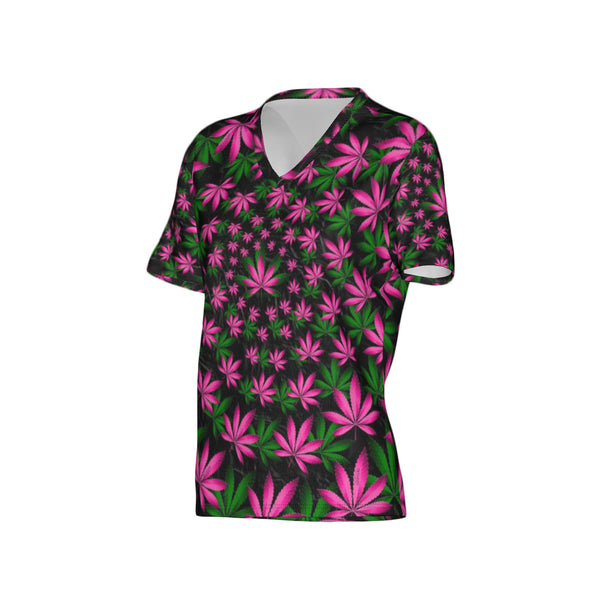Women Twisted OG Kush & Cotton Candy Performance UPF+50 V-Neck Short Sleeve Shirt