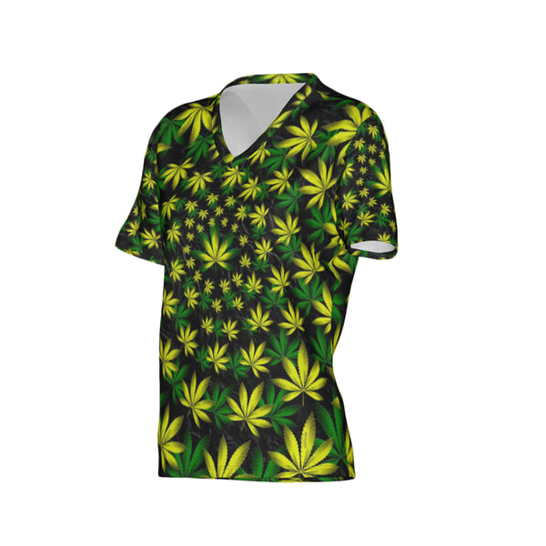 Women Twisted OG Kush & Lemon Drop Performance UPF+50 V-Neck Short Sleeve Shirt