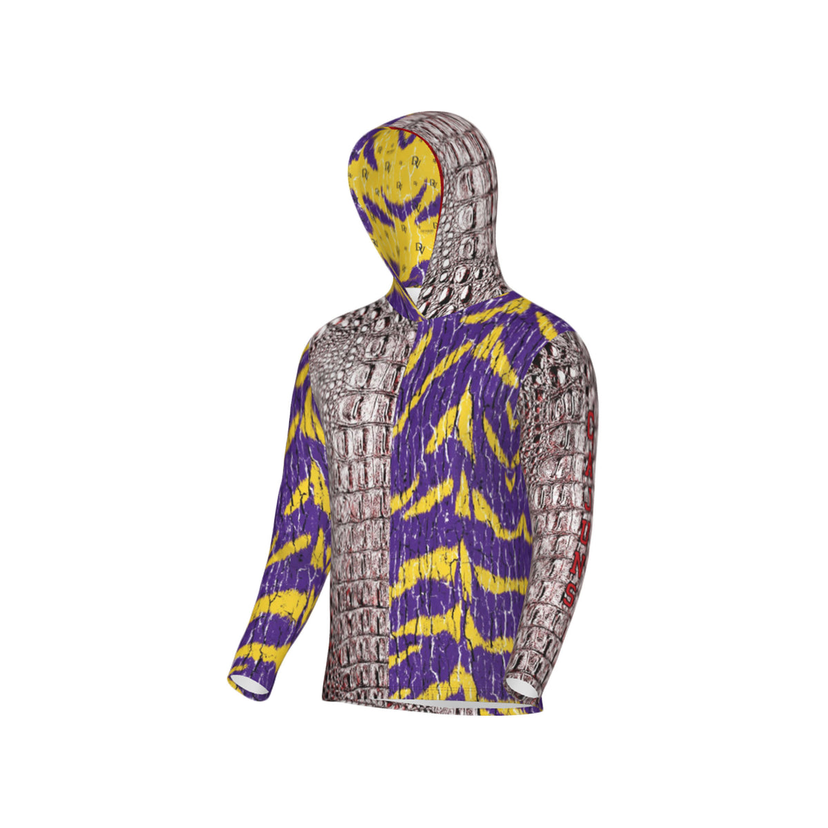 Cajuns Gators/Purple and Gold Tigers Tree Bark Mix Match Unisex Performance UPF+50 Hoodie
