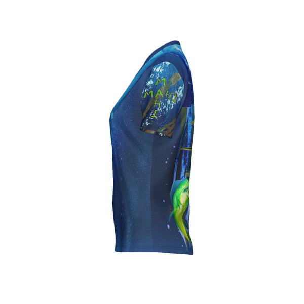 Women Mahi Mahi Performance UPF+50 V-Neck Short Sleeve Shirt