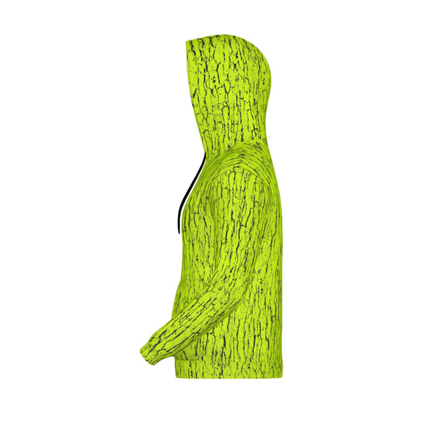 Safety Green Tree Bark Camo Premium Polyester Unisex Hoodie