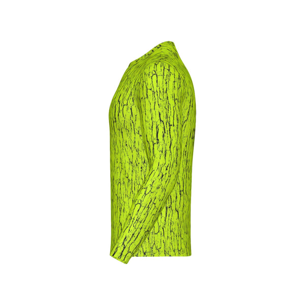 Men Safety Green Tree Bark Camo Performance UPF+50 Long Sleeve Shirt