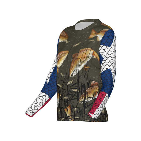Texas Edition-Women Bull Redfish Performance UPF+50 Crew Neck Long Sleeve Shirt