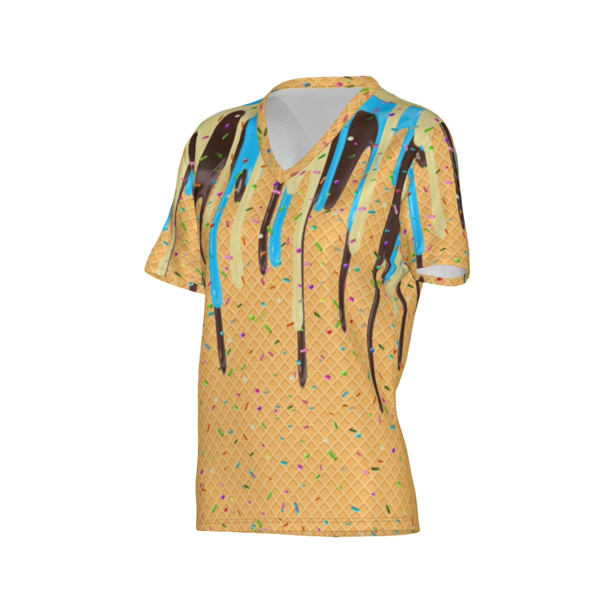 Women Blue Vanilla Cocoa Craze Performance UPF+50 V-Neck Short Sleeve Shirt