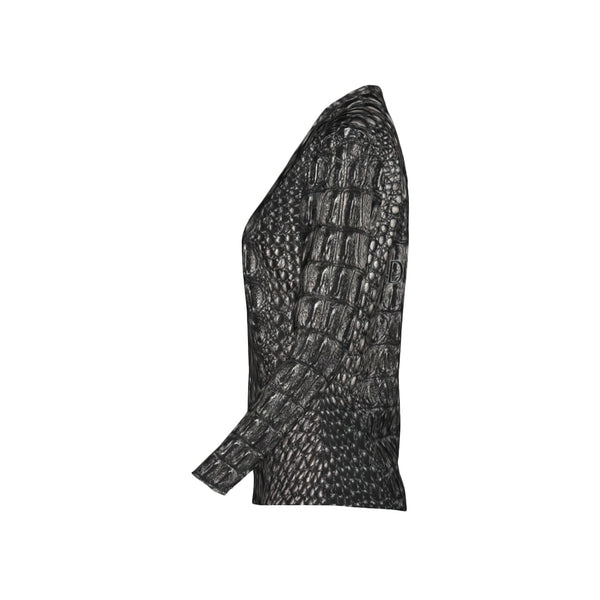 Women Black Gator Hyde Performance UPF+50 V-Neck Long Sleeve Shirt