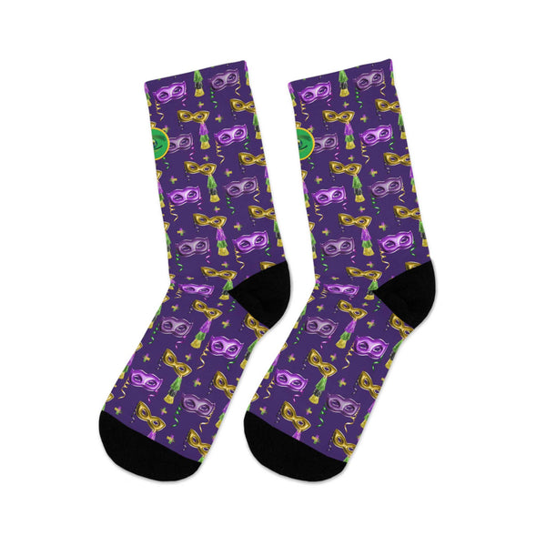 Mardi Gras Pattern w/Purple Background Colored Socks