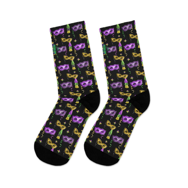 Mardi Gras Pattern w/Black Background Colored Socks