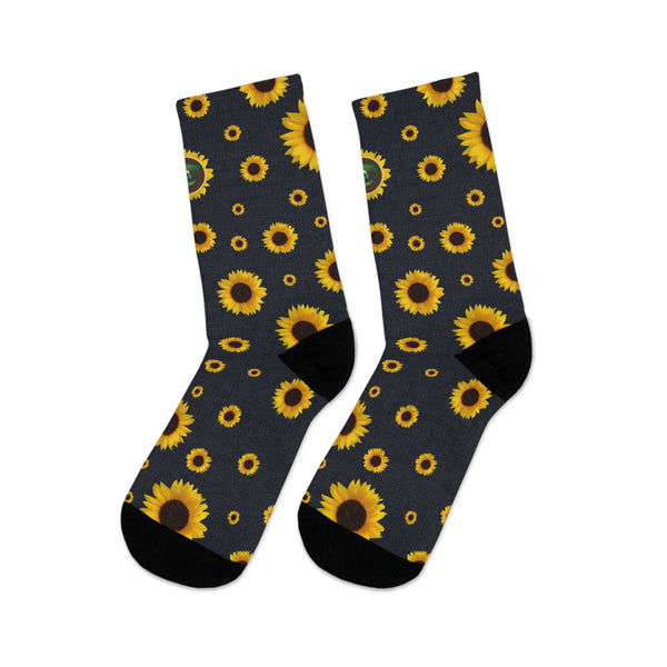 Sunflowers on a Navy Blue Colored Socks
