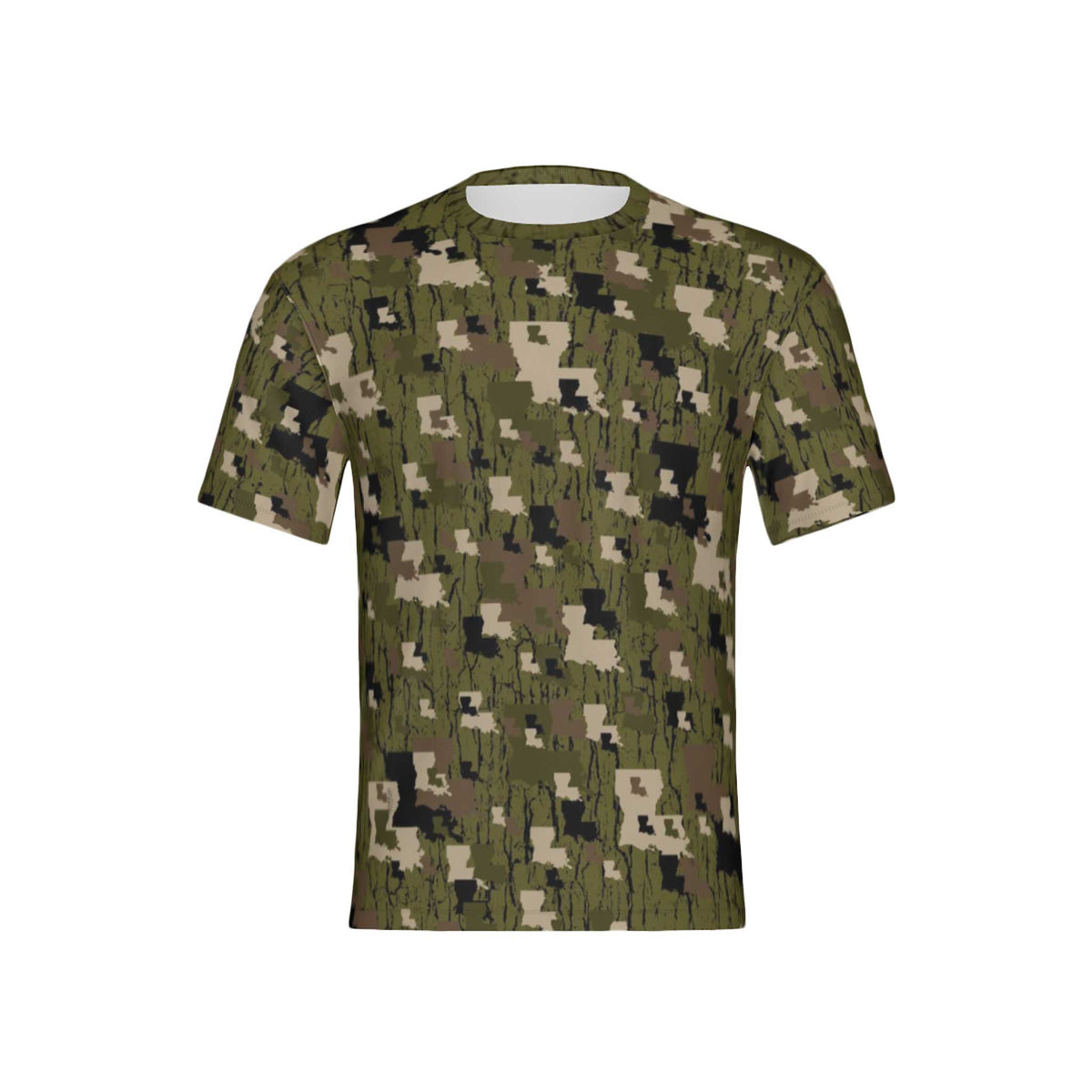 Men Louisiana Tree Bark Camouflage Performance UPF+50 Short Sleeve Shirt